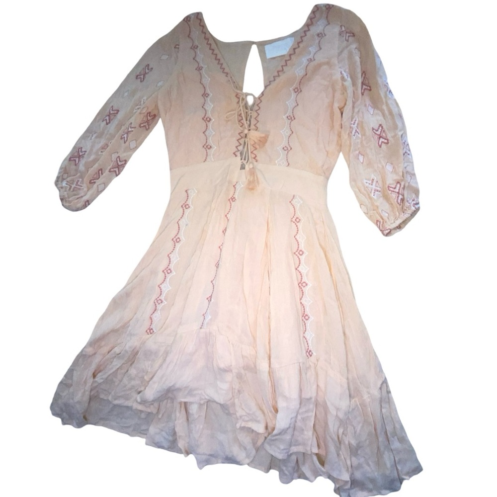 TOWNSEN Piper Beige‎ boho dress with embroidered Details size Small